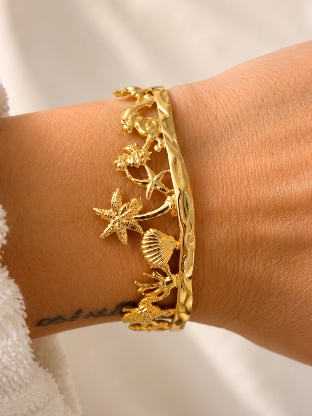 Beach down by the shore gold bracelet cuff bangle
